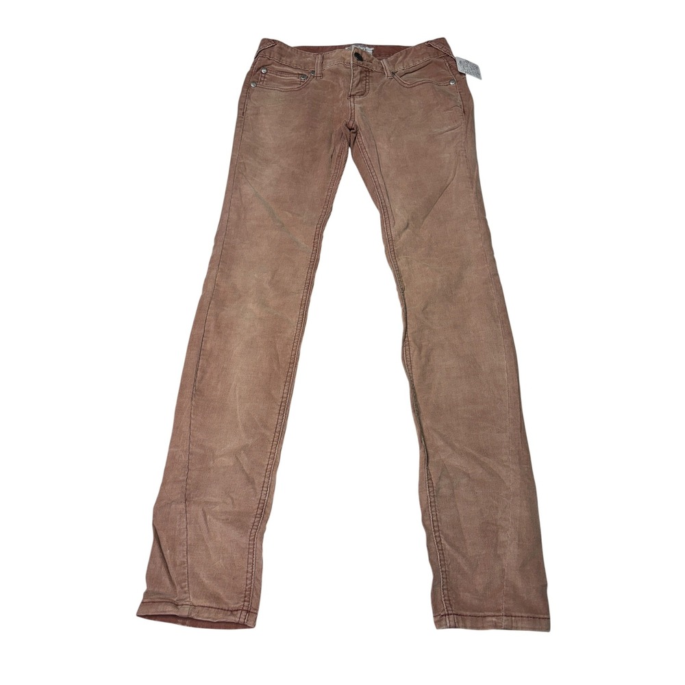 NWT Free People Corduroy Pants Dusty Rose Mauve Slim Leg‎ Stretch Womens 27X31